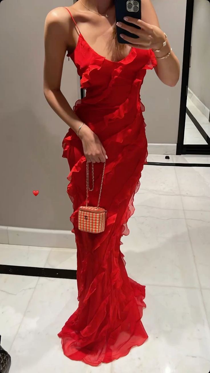 Sexy V-neck Sleeveless Ruffle Mermaid Long Prom Dress S6904