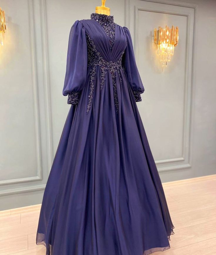 A Line Vintage Purple Long Evening Dress, Formal Evening Gowns S6896