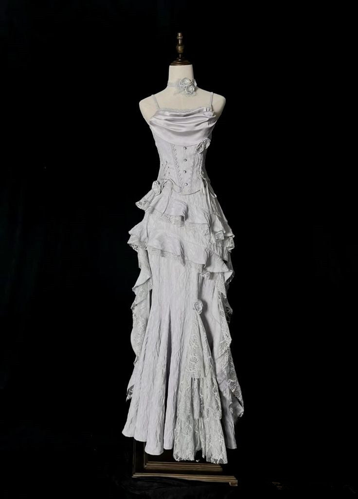 Long Stunning Evening Gowns New Arrive Gray Sexy Prom Party Dresses S6918