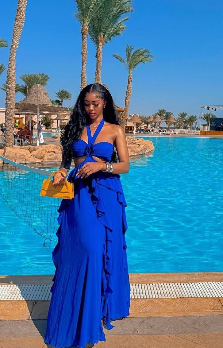 Unique A Line Halter Royal Blue Long Prom Dress,Evening Dress S6830