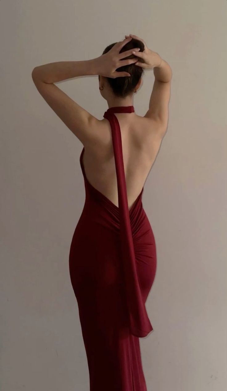 Pretty Burgundy Backless Long Prom Dresses Formal Evening Dress S6784