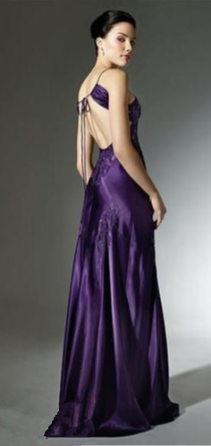 Purple Satin Party Prom Dresses Sexy Long Evening Dress S6601