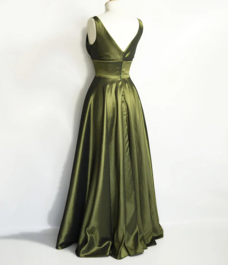 Olive Green Bridesmaid Dresses Prom Dress S6697