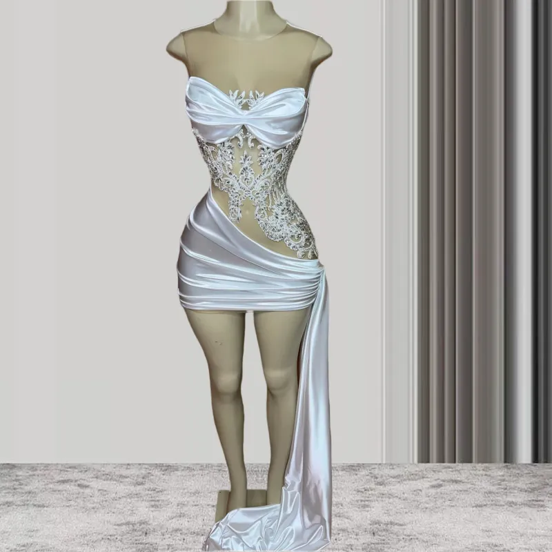 Shimmering Sequins V-Neck Short Prom Dresses for Black Girls African American Cocktail Gowns S6527