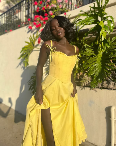 Yellow Midi Length Prom Dresses Evening Dress S6808