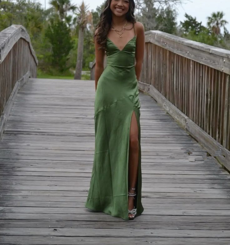 Green Party Prom Dresses Sexy Long Evening Dress S6603