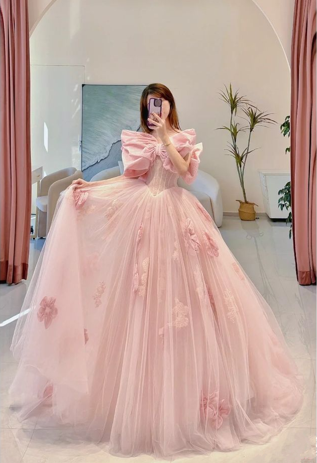 A-Line Pink Elegant Long Party Dress Evening Dress S6640