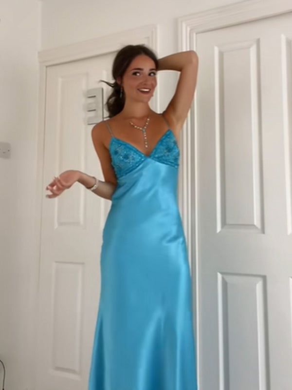 Long Evening Prom Dresses, Blue Prom Dress S6112
