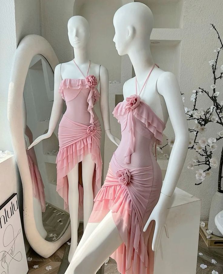 Cute Pink Homecoming Dress With Flowers S5898