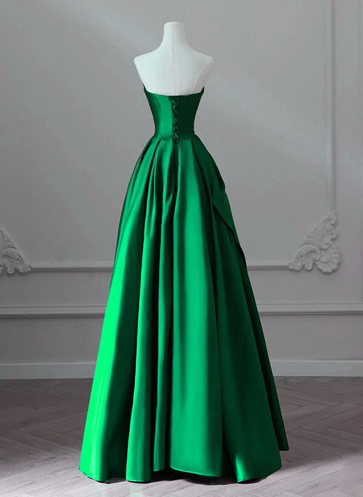 A-line Satin Lace-up Floor Length Party Dress, Satin Prom Dress S6262