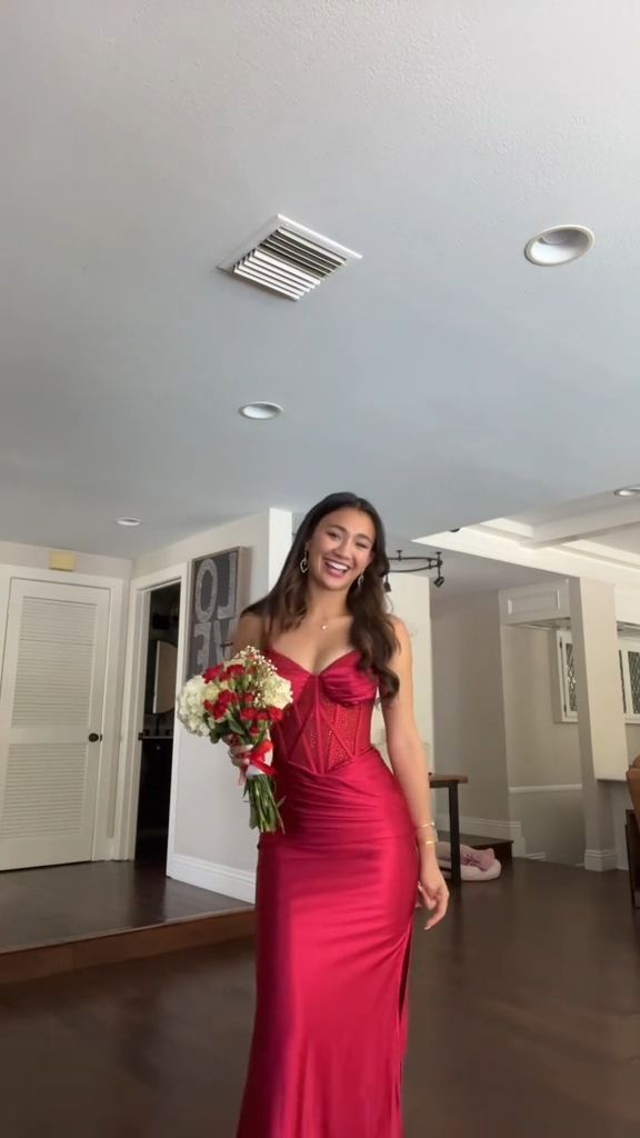 Red Mermaid Prom Dress Simple Long Party Dress S6024