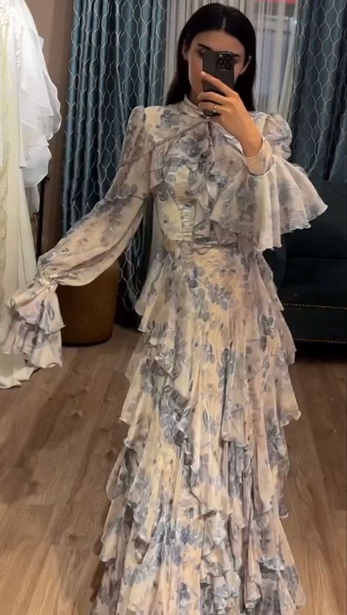 Elegant Long Sleeve Chiffon Party Prom Dresses Long Evening Dress S6235