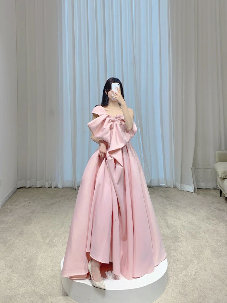 Elegant Pink Satin Prom Dresses Long Evening Dress S6570