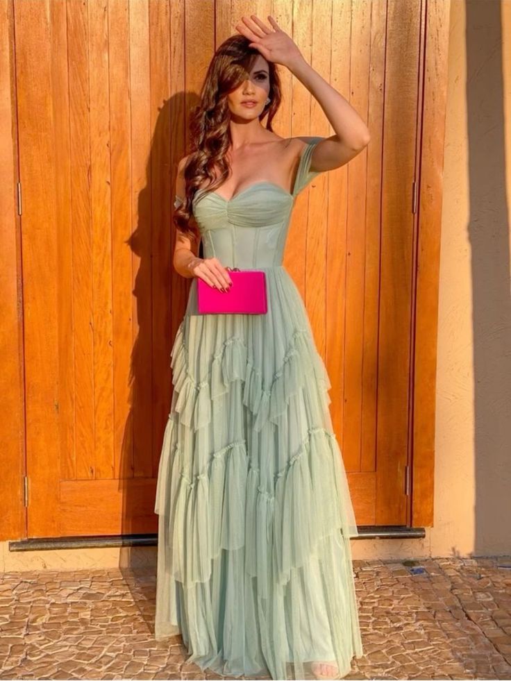 Sexy A Line Strapless Sage Green Prom Dresses 21th Birthday Outfit S6315