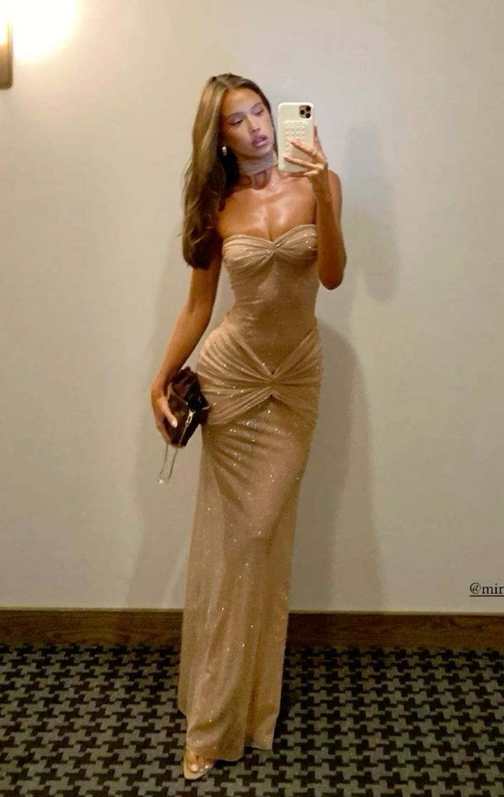 Sexy Mermaid Strapless Champagne Sequin Prom Dress Long Evening Dresses S5883