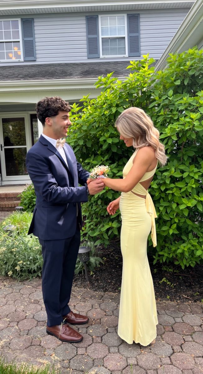 Yellow Floor Length Party Prom Dresses Long Evening Dress S6594