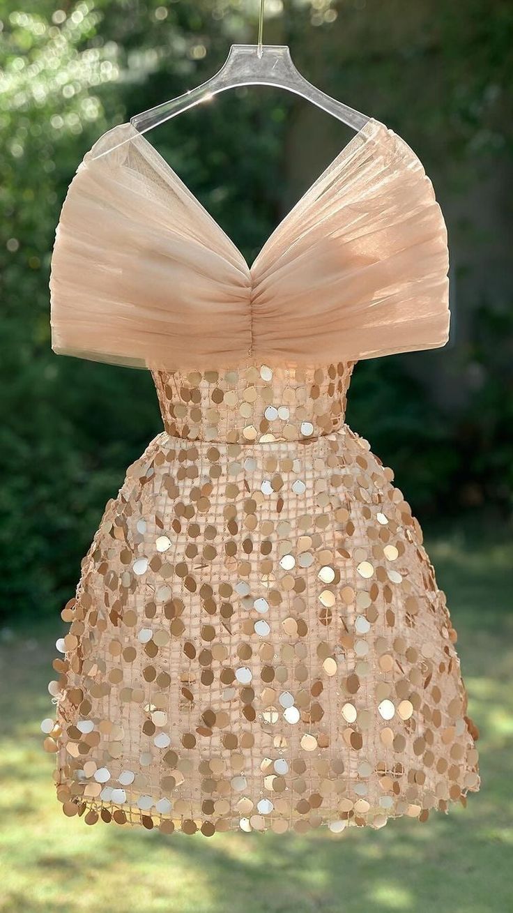 Champagne Off The Shoulder Sequin Tight Homecoming Dresses S5930