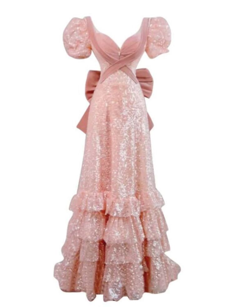 A line Short Sleeves Sequin Long Prom Dress S6502