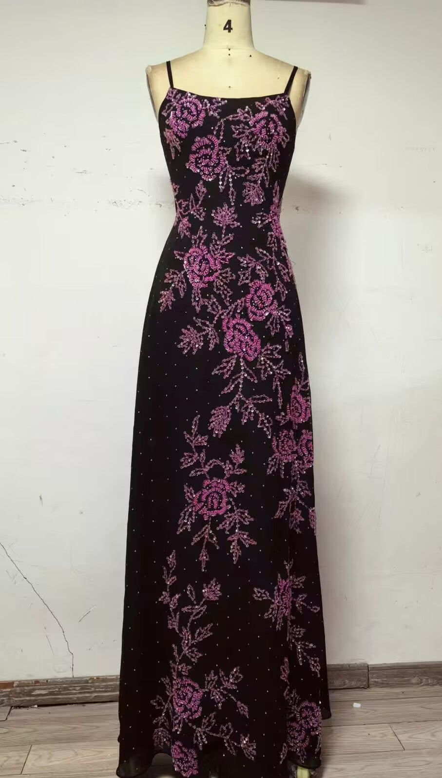 Vintage A line Straps Black Prom Dresses Birthday Party Dress S6445