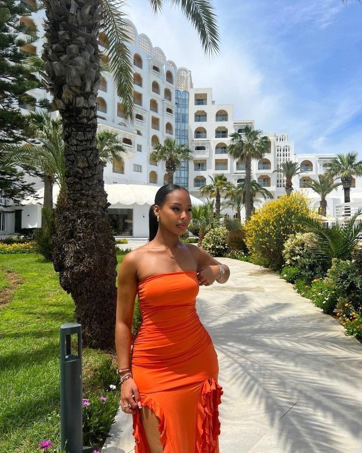 Sexy Ruffles Orange Evening Party Gown Prom Dress S6215