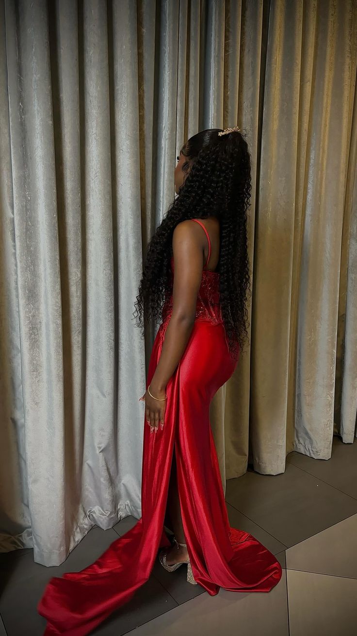 Red Mermaid Party Prom Dresses Long Evening Dress S6588