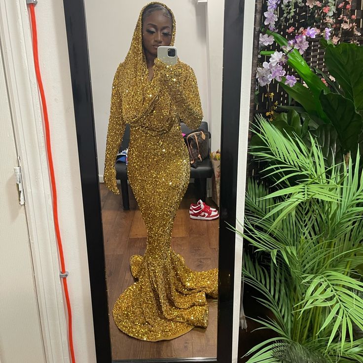 Sparkly Gold Prom Dress Sheath Formal Evening Dresses S6278