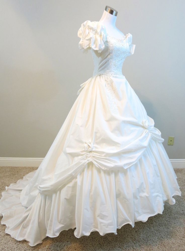 A Line Ball Gown White Evening Dress, White Wedding Dress Long Bridal Gown S6282