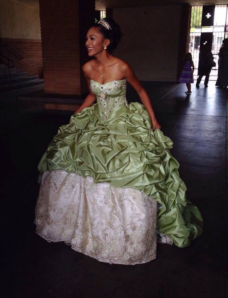 Strapless Quinceanera Dresses Green Ball Gown S6426