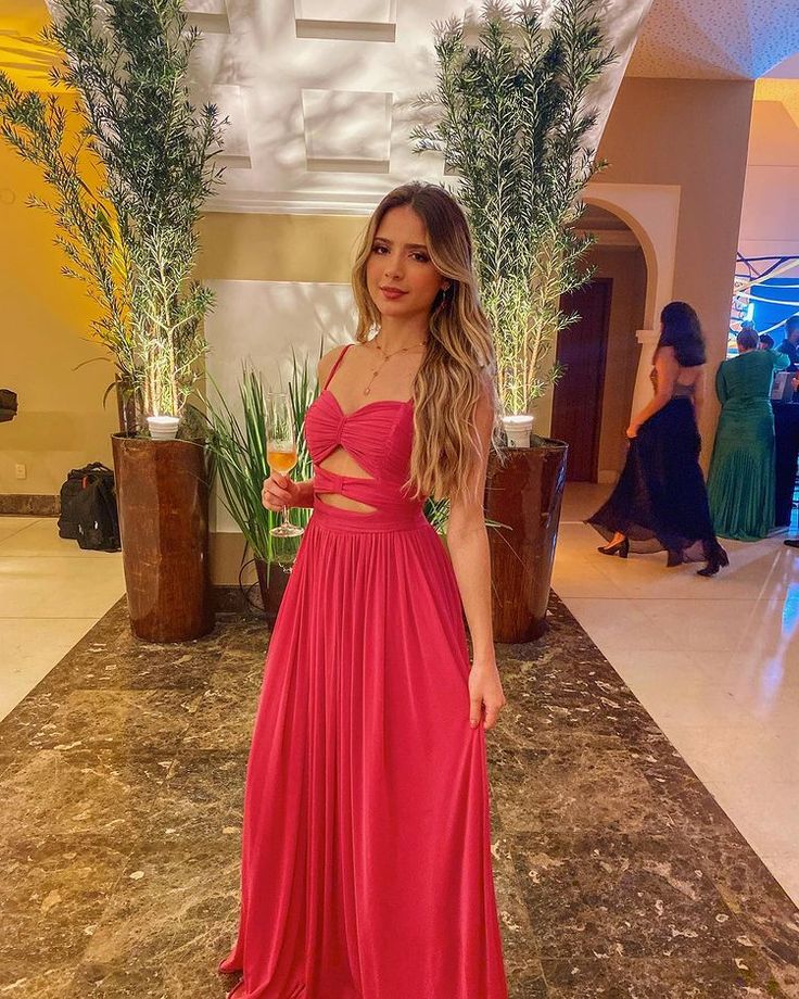 Sexy A-line Waist Cut out Evening Dress, Wedding Guest Dress S6312