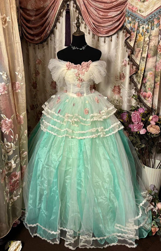 A Line Long Off Shoulder Princess Dress Prom Ball Gown S6543