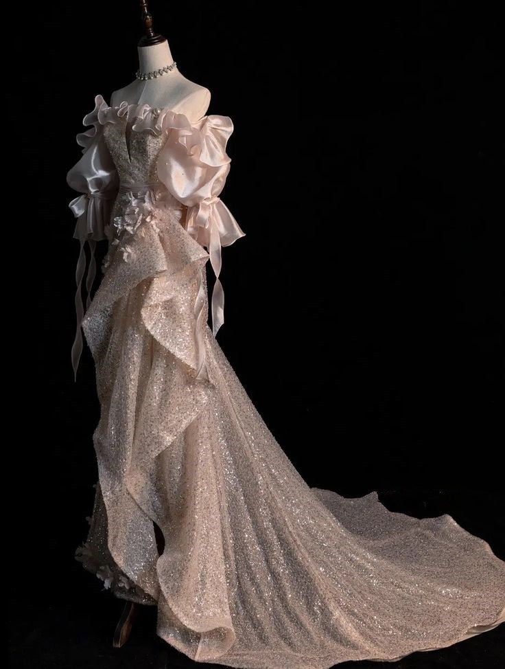 Off Shoulder Long Prom Dress, Evening Formal Dress Birthday Party Dress S6350