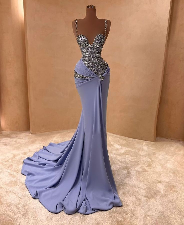 Long Lavender evening prom dress, vintage mermaid dresses S6026