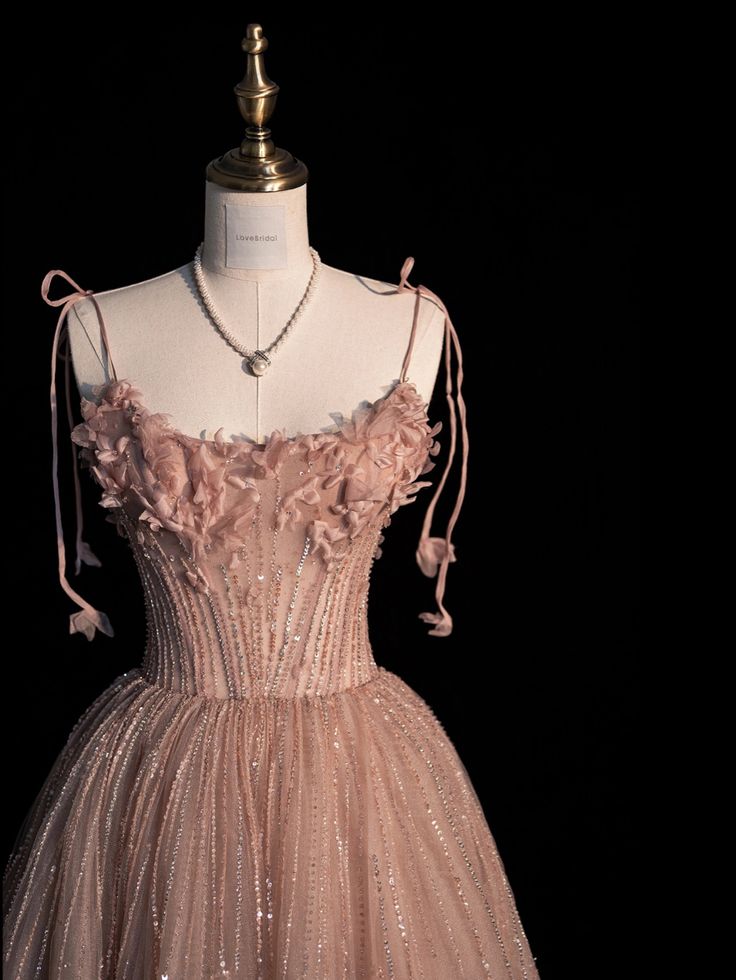 Elegant A Line Pink Tulle Long Prom Dress, Evening Dress S6511