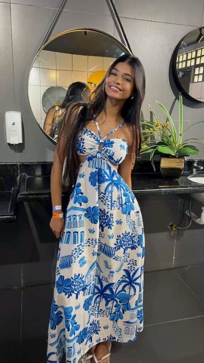 Cute A line Halter Print Prom Dresses Summer Birthday Dress S6320