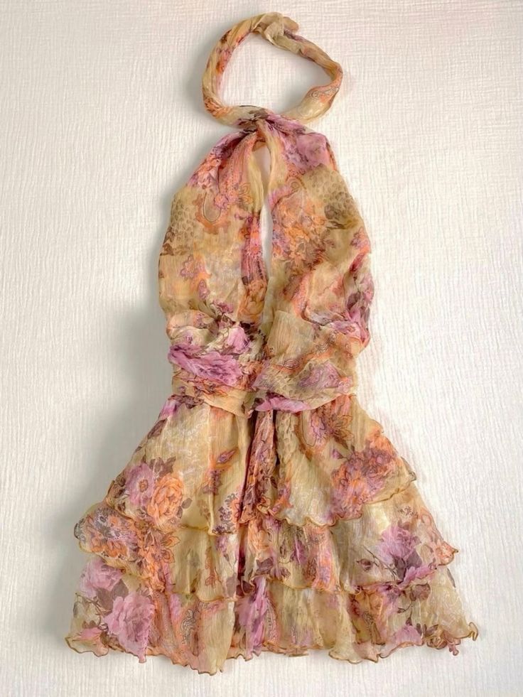 Floral Chiffon Short Prom Dress Halter Homecoming Dress S6019