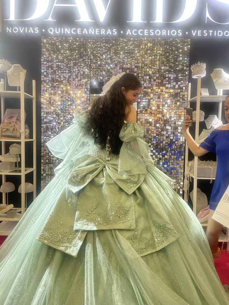 Sparkly Quinceanera Dresses Off The Shoulder Green Ball Gown Dress S6425