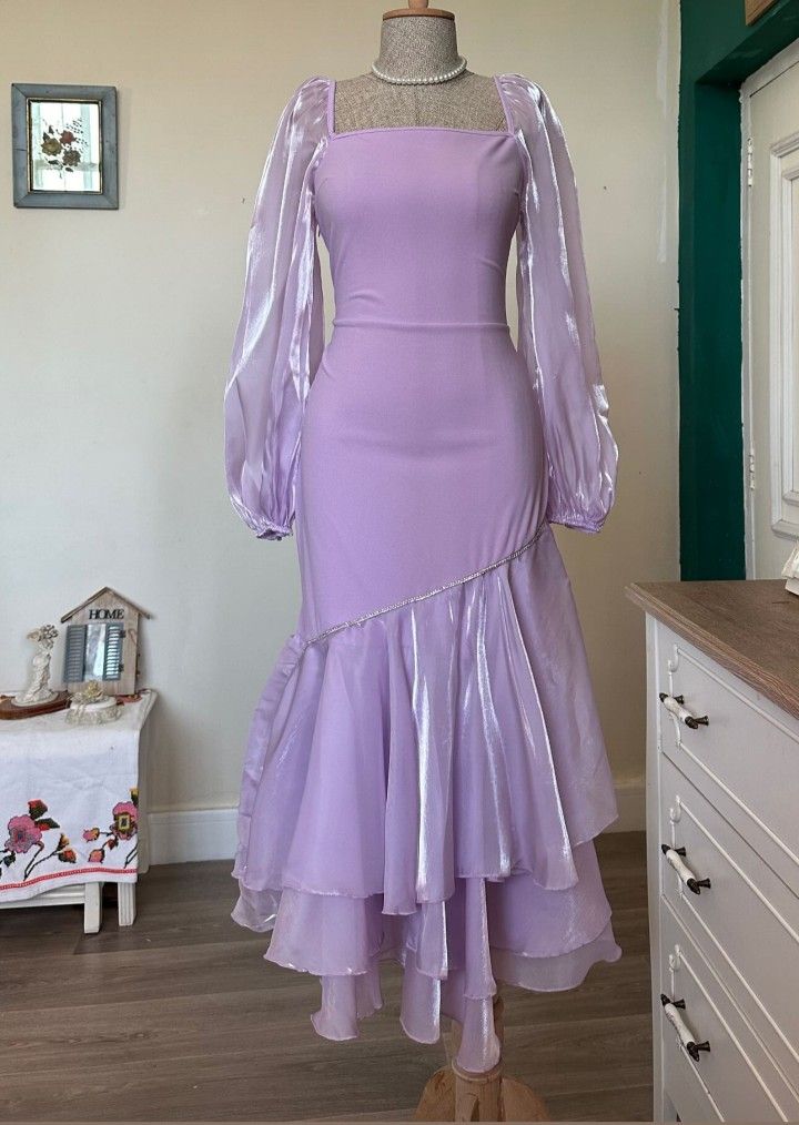 Lilac Square Neck Prom Dress Formal Occasion Dresses S6364