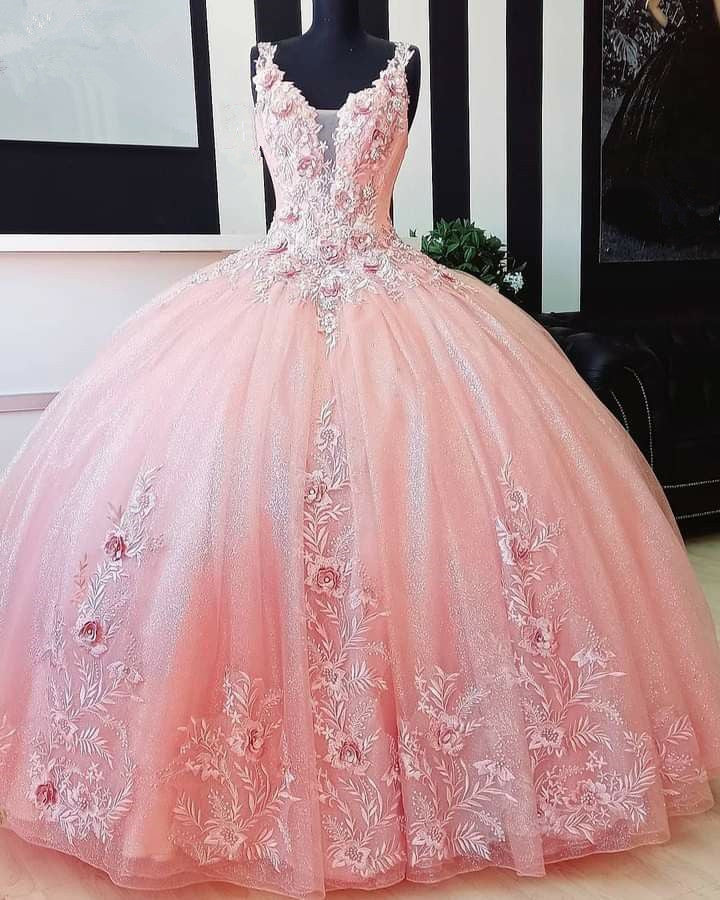 Pink Quinceanera Dresses Bow Sweet 15 Princess Dress Girl Prom 16 Ball Gown S6430