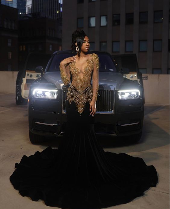 Black Mermaid Long Prom Dress Evening Dress S6466