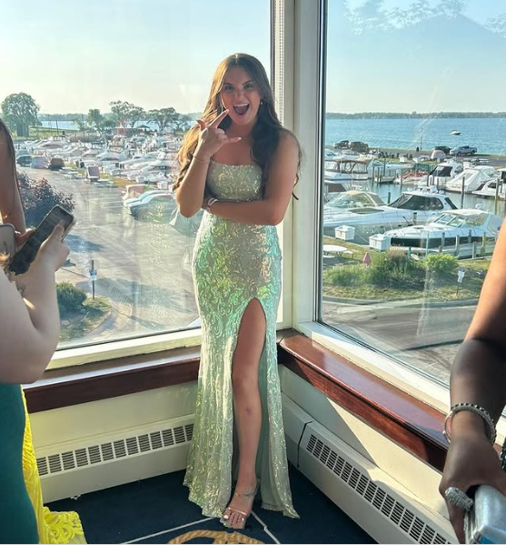 Glitter Green Sequined Long Prom Dress with Slit S6675