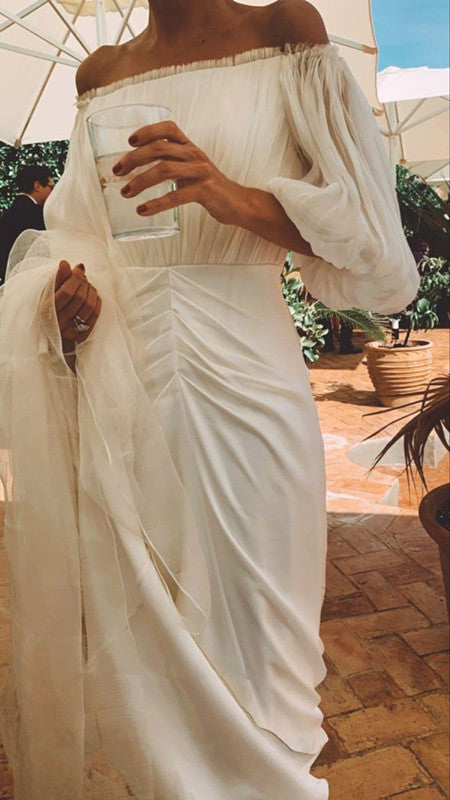 Off Shoulder Long Wedding Dress Gorgeous Bridal Gown S6743