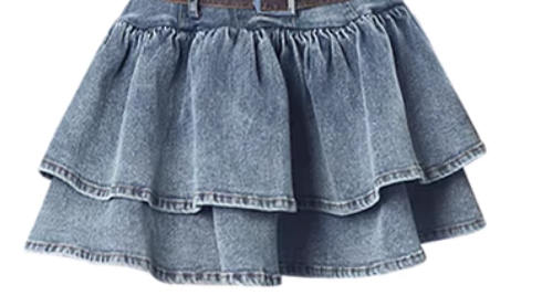 2025 new retro denim sweet and spicy tube top dress slimming puffy skirt one shoulder short skirt R0166