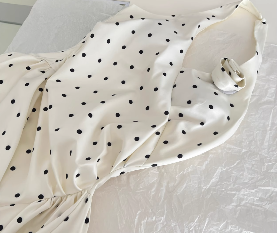 Sweet style niche design polka dot dress R2178