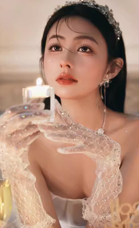 Off-white mesh lace hot diamond wedding dress banquet dinner gloves S6239