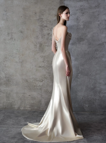 Elegant Light Ivory Mermaid One-shoulder Long Women Dress Prom Dress Evening Dress RS053