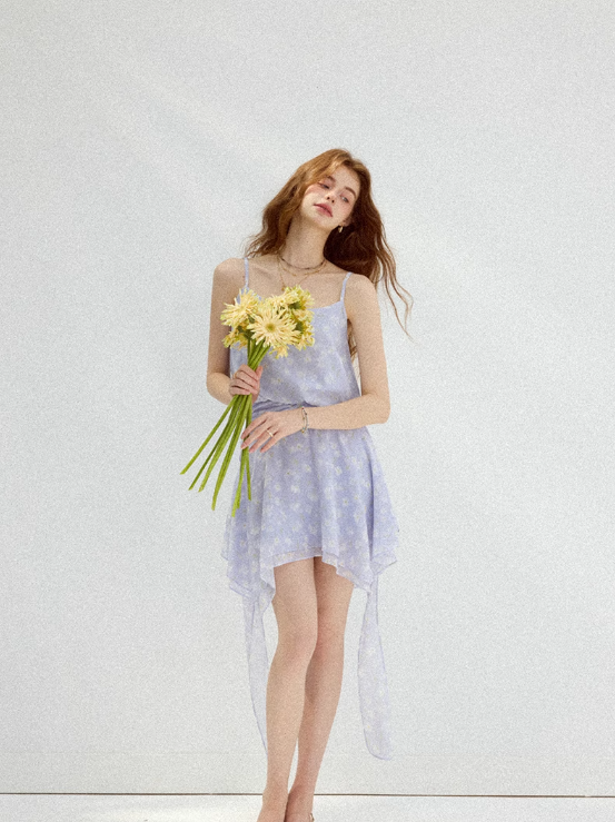 Sea salt daisy floral dress French suspender skirt short skirt holiday wear skirt female summer R3454