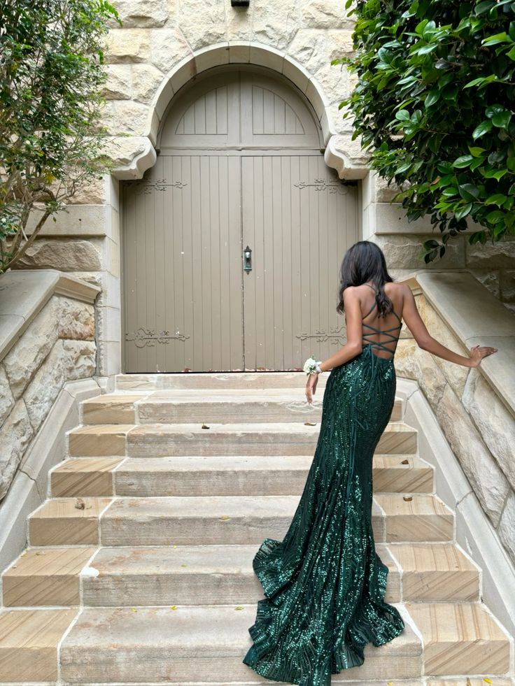 Green Sequin Mermaid Long Prom Dresses Formal Dress Evening Dress S6652
