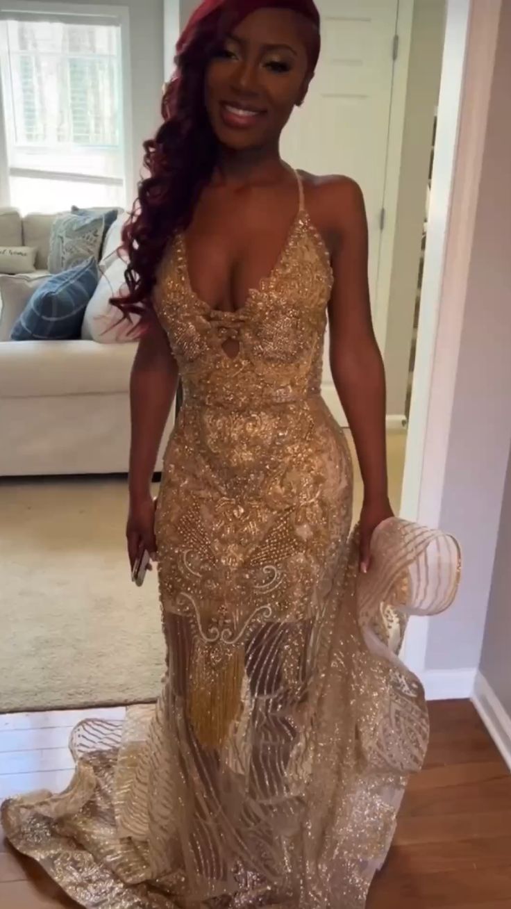 Gold prom dress Sexy Mermaid Long Prom Dress,Evening Dress S6676