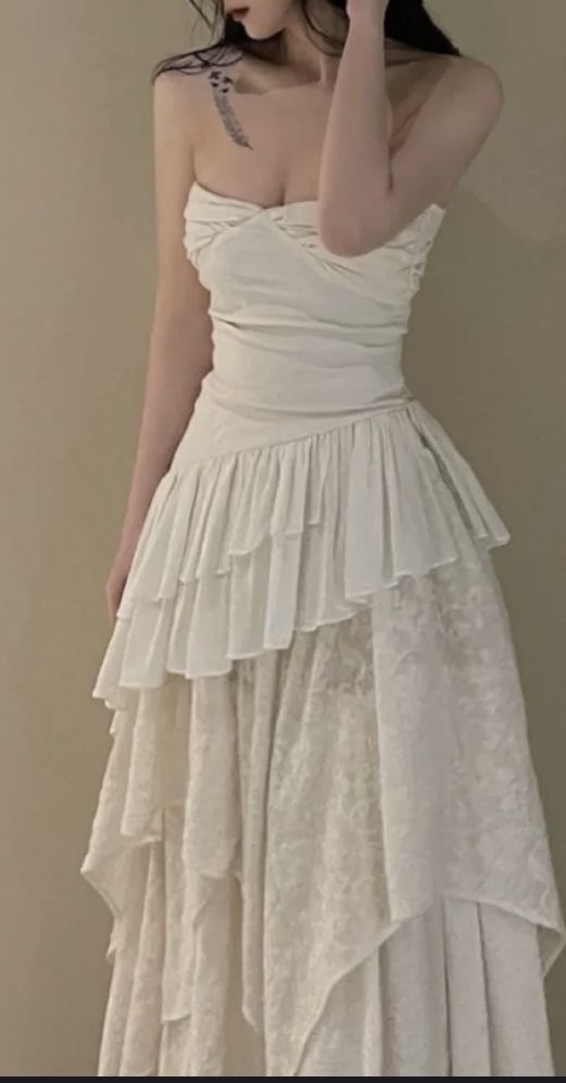 Vintage A line Strapless Long Lace Wedding Dresses S6751