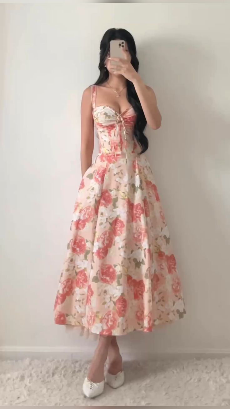 New Floral Print Dress For Women Long Prom Dress S6787